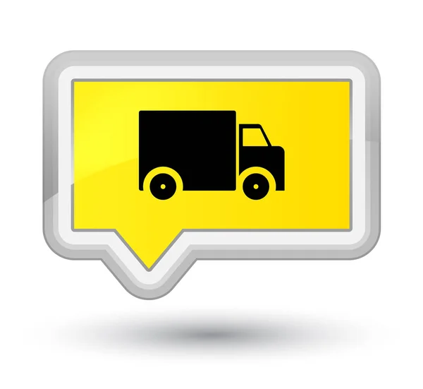 Delivery truck icon prime yellow banner button — Stock Photo, Image