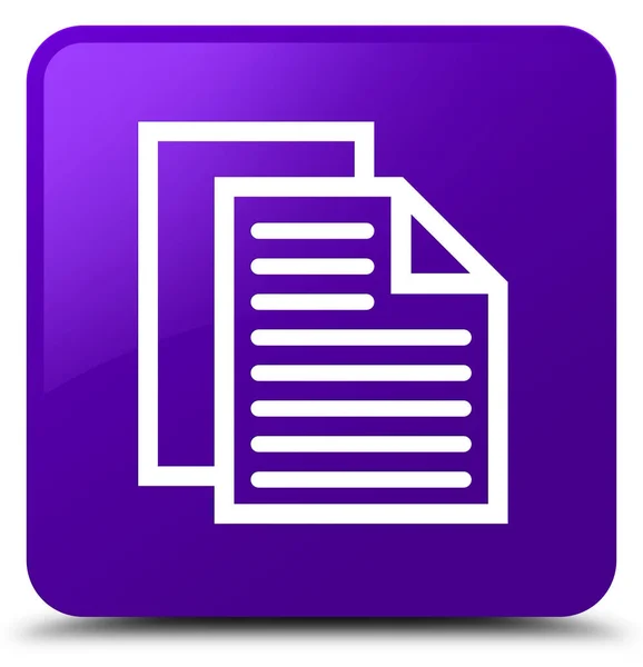 Піктограма сторінок документа фіолетова квадратна кнопка — стокове фото