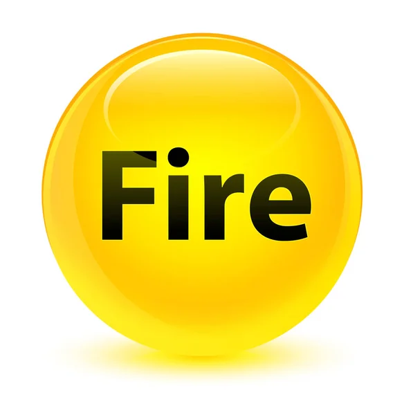 火玻璃黄色圆形按钮 — 图库照片