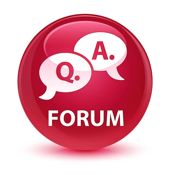 Forum (fråga svar bubbla ikon) glasartade rosa runda knappen — Stockfoto