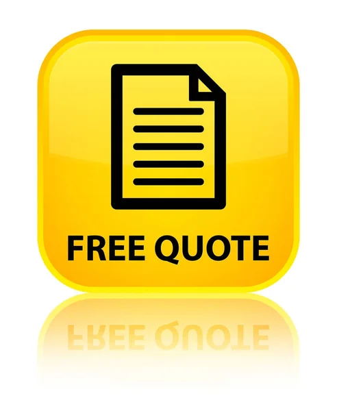 Free quote (page icon) special yellow square button — Stock Photo, Image