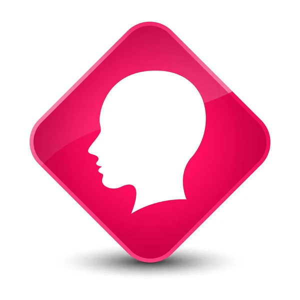 Head female face icon elegant pink diamond button — Stock Photo, Image