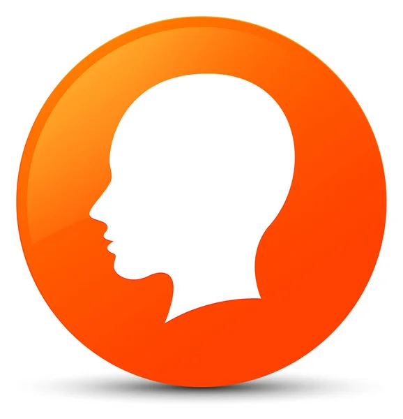Head female face icon orange round button — Stock Photo, Image