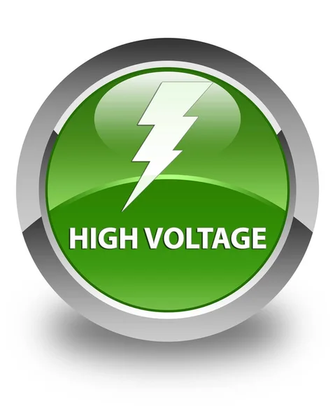 Hochspannung (Elektrizitätssymbol) glänzend weicher grüner runder Knopf — Stockfoto