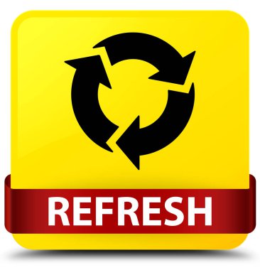 Yenileme sarı kare düğme kırmızı kurdele orta