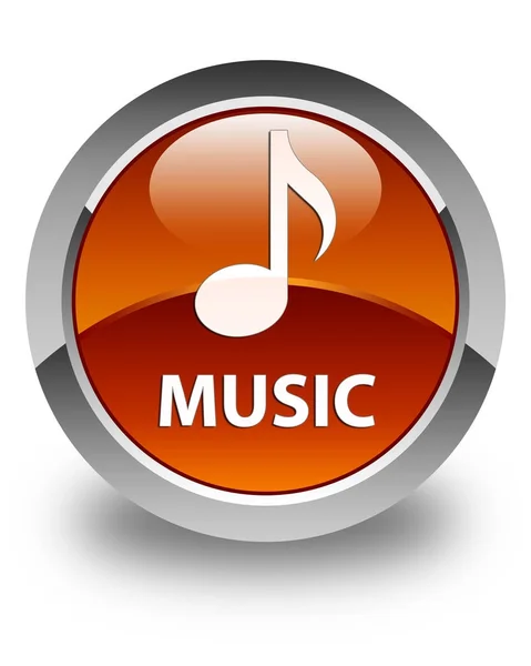 음악 광택 있는 갈색 둥근 버튼 — 스톡 사진