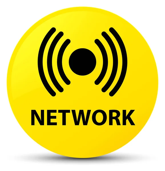 Rede (ícone de sinal) botão redondo amarelo — Fotografia de Stock