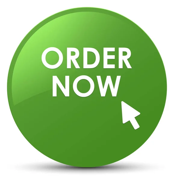 Order now soft green round button — Stock Photo, Image