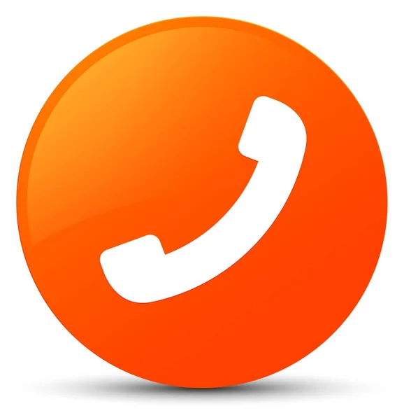 Pomarańczowy, okrągły przycisk ikonę telefonu — Zdjęcie stockowe