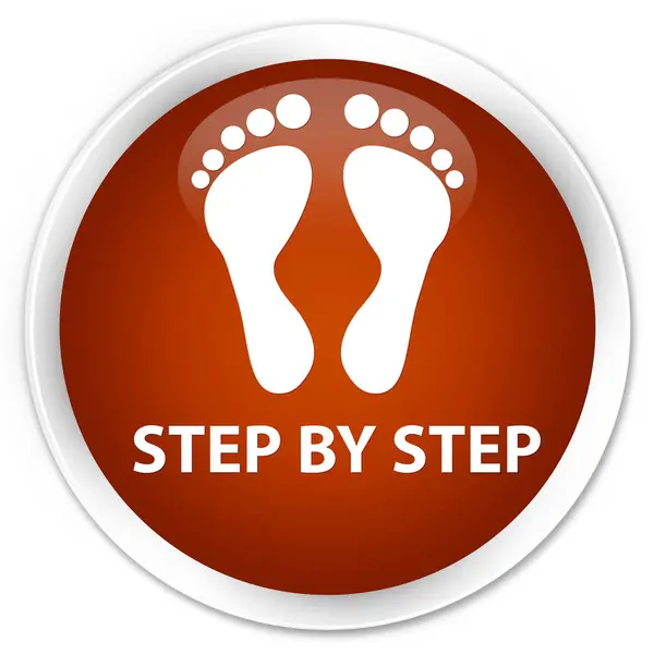 Step by step (footprint icon) premium brown round button — Stock Photo, Image