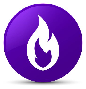 Yangın alev simgesi mor yuvarlak düğmesi