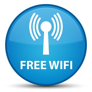Ücretsiz wifi (wlan ağ) özel mavi mavi yuvarlak düğmesi