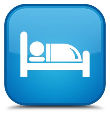 Otel yatak kutsal kişilerin resmi özel camgöbeği mavi kare düğme