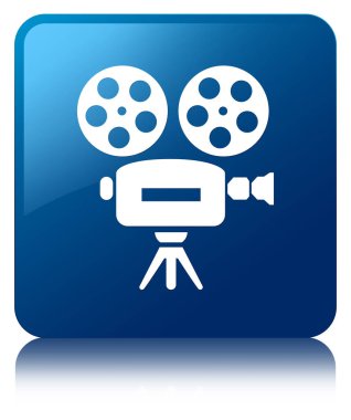 Video kamera simgesi mavi kare düğme