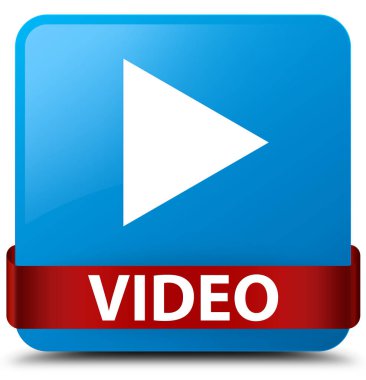 Video camgöbeği mavi kare düğme kırmızı kurdele orta