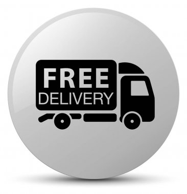 Ücretsiz teslimat kamyonu simgesi Beyaz yuvarlak düğmesi