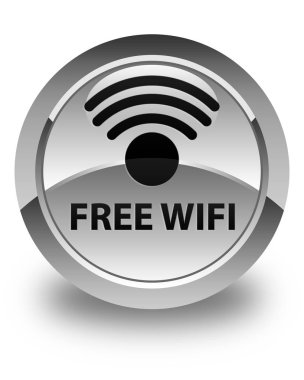 Ücretsiz Wi-Fi parlak beyaz yuvarlak düğme
