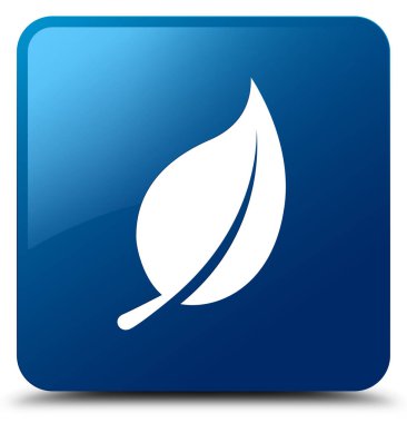 Yaprak simgesi mavi kare düğme