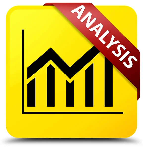 Аналіз (значок статистики) жовта квадратна кнопка червона стрічка в ко — стокове фото