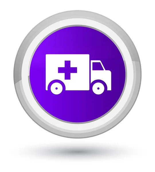 Ambulance eerste paarse ronde knoop van het pictogram — Stockfoto