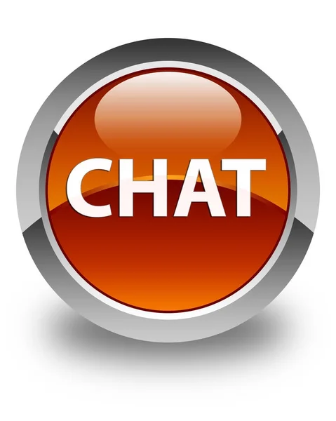 Chat botão redondo marrom brilhante — Fotografia de Stock