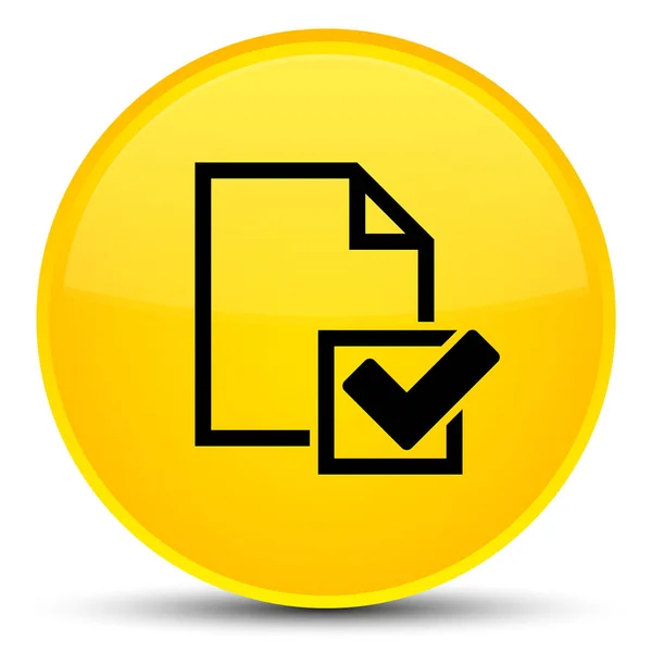 Ícone de lista de verificação botão redondo amarelo especial — Fotografia de Stock
