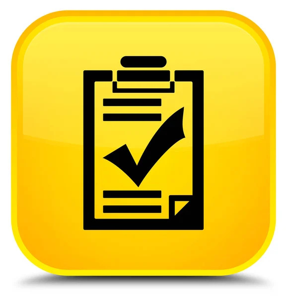 Lista kontrolna ikona specjalny żółty kwadrat przycisk — Zdjęcie stockowe