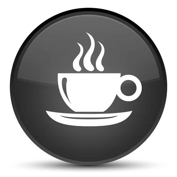 Filiżanka kawy ikonę specjalne czarny okrągły przycisk — Zdjęcie stockowe