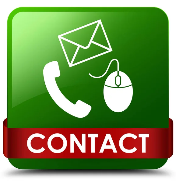 Επαφή (τηλέφωνο ηλεκτρονικό ταχυδρομείο και το ποντίκι εικονίδιο) πράσινο κόκκινο τετράγωνο κουμπί rib — Φωτογραφία Αρχείου