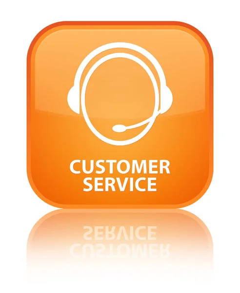 Customer service (customer care icon) special orange square butt — Stock Photo, Image