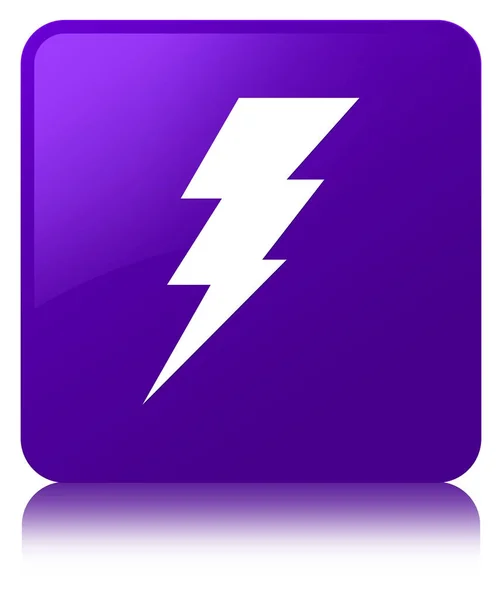 Elektrizitätssymbol lila quadratischer Knopf — Stockfoto