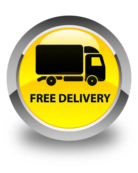 Free delivery glossy yellow round button — Stock Photo, Image