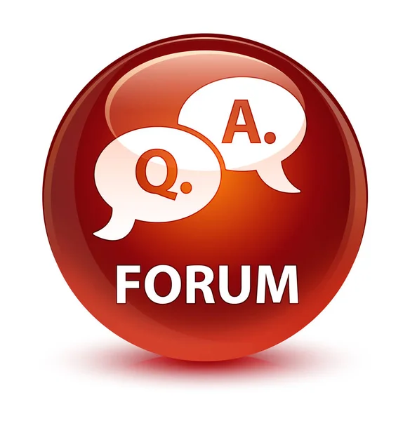 Forum (question answer bubble icon) glassy brown round button
