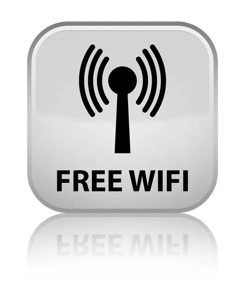 無料 wifi (無線 lan ネットワーク) 特別な白い正方形ボタン — ストック写真