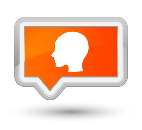 Head woman face icon prime orange banner button — Stock Photo, Image