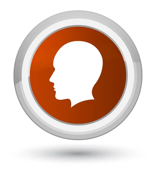 Cabeça homens rosto ícone principal marrom botão redondo — Fotografia de Stock