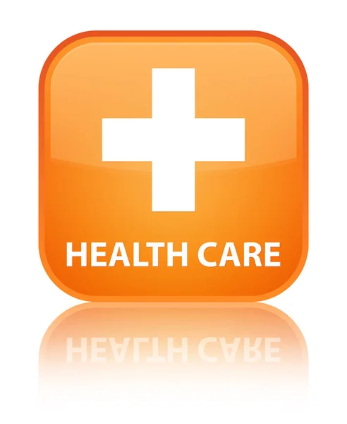 Cuidado de la salud (signo plus) botón cuadrado naranja especial —  Fotos de Stock