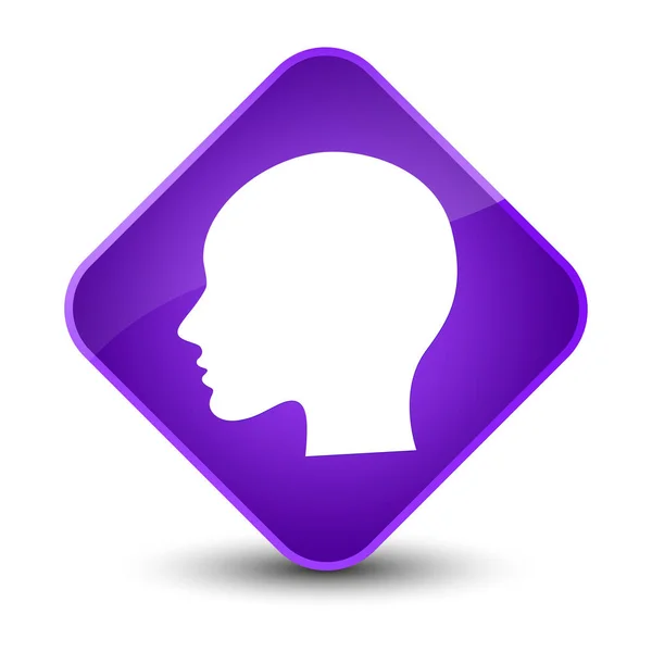 Kepala wanita wajah ikon elegan ungu berlian tombol — Stok Foto