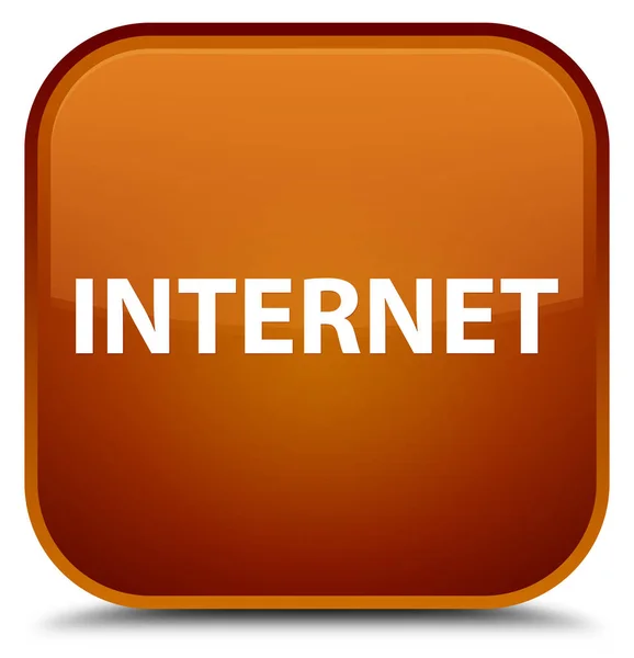 インターネット特別な茶色の正方形ボタン — ストック写真