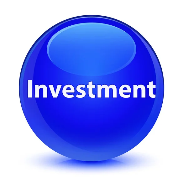 投資ガラス青い丸いボタン — ストック写真