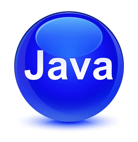 Java glassy blue round button — Stock Photo, Image