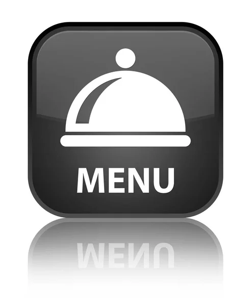 Menú (icono de plato de comida) botón cuadrado negro especial — Foto de Stock