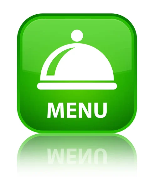 Menu (icona piatto cibo) speciale pulsante quadrato verde — Foto Stock
