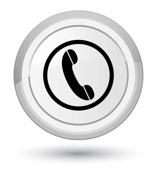 Phone icon prime white round button — Stock Photo, Image
