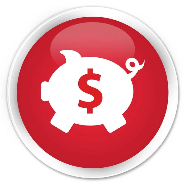 Свинячий банк знак долара значок преміум червона кругла кнопка — стокове фото