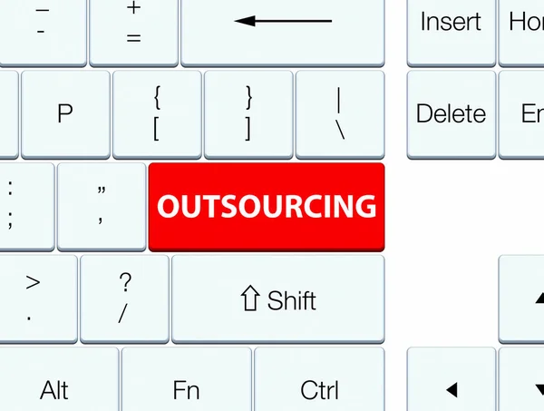 Dış kaynak kırmızı klavye düğme — Stok fotoğraf