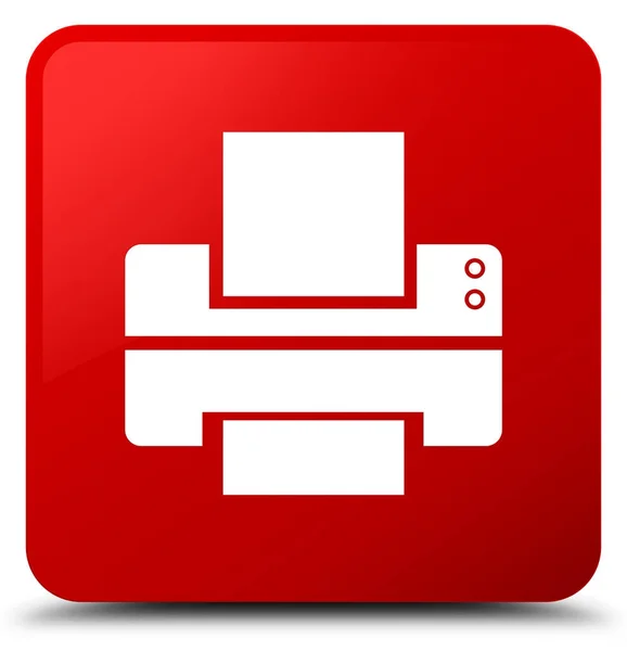 Printer icon red square button — Stock Photo, Image