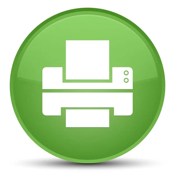 프린터 아이콘 특별 한 부드러운 녹색 라운드 버튼 — 스톡 사진