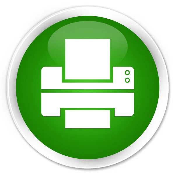 Ícone da impressora botão redondo verde prémio — Fotografia de Stock