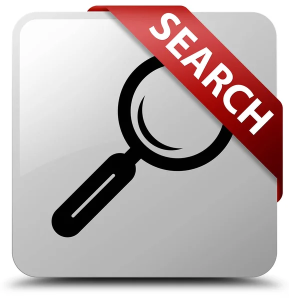 Search white square button red ribbon in corner — Stock Photo, Image